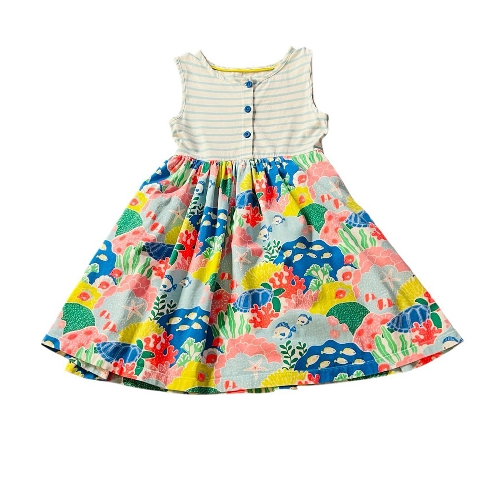 Mini Boden Striped and Oceanic Pattern Kids Casual Dress Size 7-8Y
